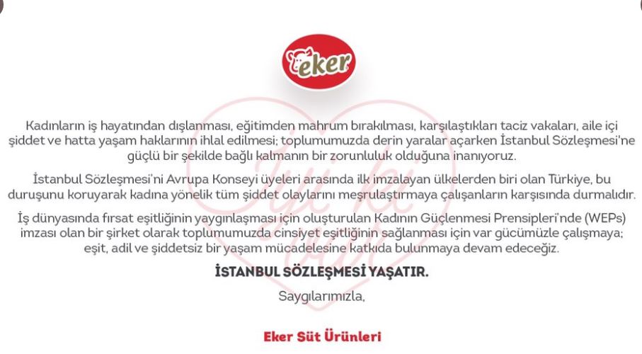 Eker Süt ve İstanbul Sözleşmesi Ne Alaka?