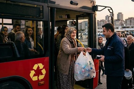Bu şehirde otobüse kart yerine çöple biniyorlar