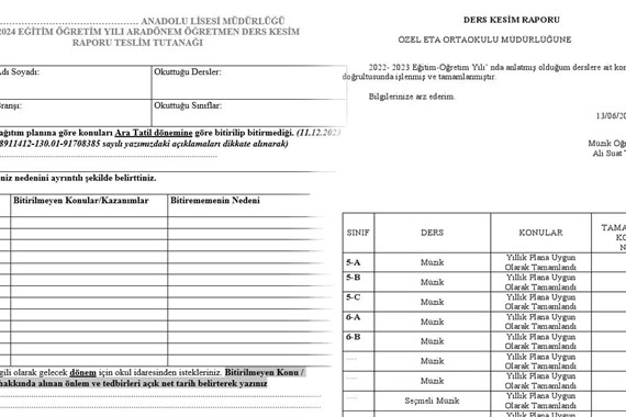 Ders Kesim Raporu Nasıl Doldurulur?