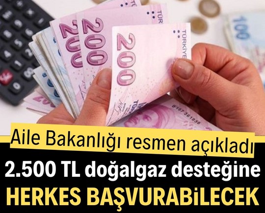 Aile Bakanlığı resmen açıkladı: 2.500 TL doğalgaz desteğine herkes başvurabilecek