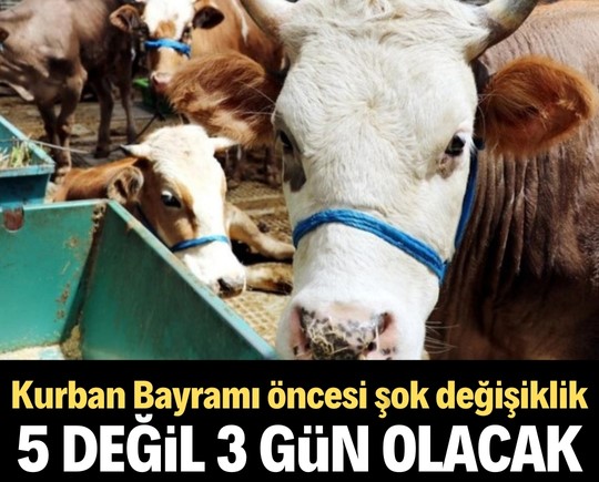 Kurban Bayramı öncesi şok değişiklik! 5 gün değil, 3 gün olacak